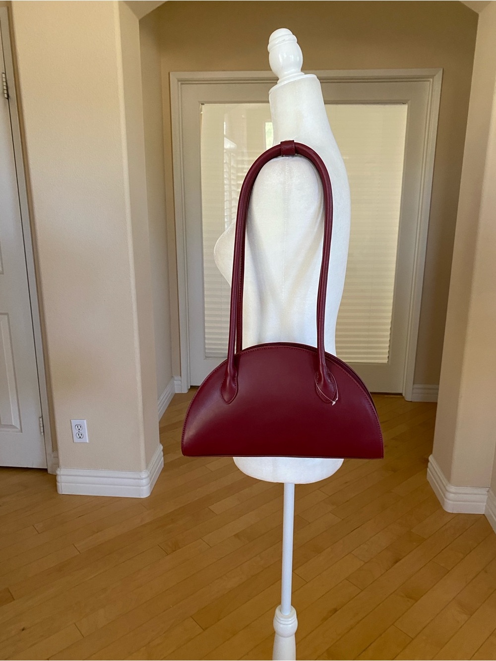 Burgundy Half-Moon Shoulder Bag Double Straps